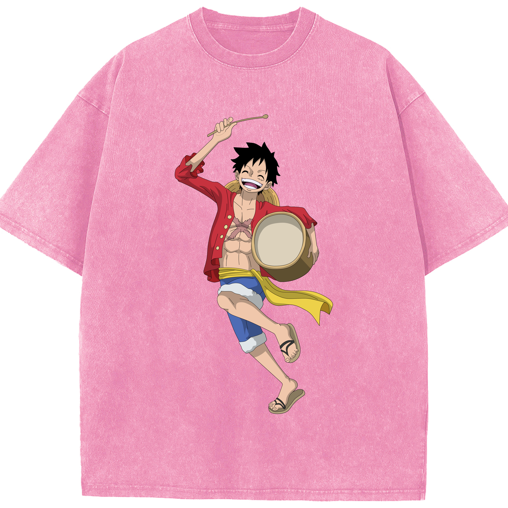 ワンピース モンキー・D・ルフィ ONE PIECE Monkey D. Luffy 綿100% ヴィンテージ風 半袖Tシャツ（フロントプリント）